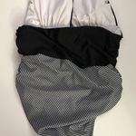 Black/White Halter Striped One Piece Bathing Suit Black Photo 2