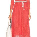 Zimmermann NWT Allia High Neck Lace Dress Coral Pink Crochet Shell Belted Maxi 0 Photo 0