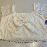 Abound  Cream Lace Ruffle Sleeve Square Neck Crop Top - Size‎ XL Photo 0