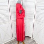 Tommy Hilfiger Tiered Cap Sleeve Smocked Waist Maxi Dress Coral Red Medium Photo 3