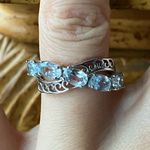 Natural Sky Blue Topaz Sterling Silver Crossover Ring Size 6 Photo 0