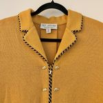 St. John Yellow Golden Leaf Metallic Trim Zip Up Santana Knit Blazer Jacket 10 Photo 1