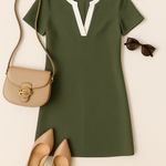 Sandro Paris Olive Green Shift Dress Minimalist Quiet Luxury Office Size Small Photo 1