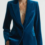 Reiss Velvet Single Breasted Suit Blazer in Blue UK10 Photo 0