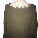 Zenana Outfitters Waffle Sweater Distressed Green Large Photo 11