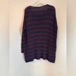 Free People Sweater Oversized Slouchy Beachy Boho Striped Navy Burgundy XS EUC Photo 3
