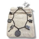 Michael Kors NWT Silver Gunmetal Toggle Clasp Charm Bracelet Photo 0