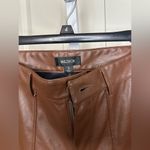 Wildfox Brown Faux Leather Pants High Waist Straight Leg Trousers Photo 1