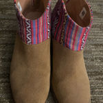 Toms womens Tan Ankle Boots with serape western Pattern Photo 0