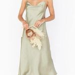 Show Me Your Mumu  Verona Cowl Moss Green Luxe Satin Midi Bridesmaid Dress Photo 0
