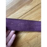 Vtg Womens Belt sz 34 Burgendy Glove Red Cowhide Wide Brass Buckle Cowgirl Rodeo Photo 2