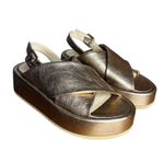 Paloma Barcelo Free People Sima Slingback Sandal Gold Leather Flatform Size 7.5 Photo 5
