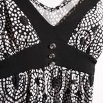 Y2K Sleeveless Black‎ White Geometric Knee Length Empire Waist Dress Juniors S Black Photo 1