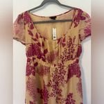 Theory  100% Silk Oriol Dress Floral Empire Waist Babydoll y2k NWT Sz Large *READ Photo 2