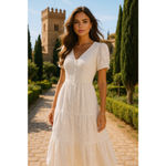 Coldwater Creek Cotton Maxi Dress Smocked S White Button Front Cottagecore Luxe Photo 1