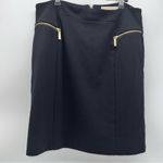 Michael by Michael Kors Black Double Knit Skirt w/Gold Accent Zippers Photo 2