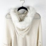 PINKLICIOUS Cream Faux Fur Hoodie Fringe Hem Poncho, OS Size undefined Photo 5
