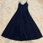 NWOT STAUD DENA drop waist Navy Blue Midi Dress sz 4 Photo 3