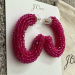 J.Crew  Festival Pink Woven Beaded Hoop Earrings NEW Photo 4