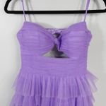 Jovani  38290 Lilac Purple Tulle Ruffle Sweetheart Slit Evening Gown Tiered Dress Photo 6