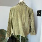 Dialogue Womens Sage Pastel Green Genuine Leather Short Suede Jacket Fringe Western Large Photo 5