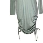Chaser  Women's Aloe Green Drawstring Ruched Long Sleeve Dress Size S ribbed Photo 6