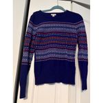 Merona  Women M/M Blue Fair Isle Pattern Crew Neck‎ Long Sleeve Sweater Photo 1