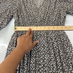 Gap Maxi Dress Womens Large Brown Floral Smocked Waist Ruffle Puff Sleeve V-Neck Photo 12