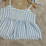 Old Navy Tie Shoulder Striped Smocked Babydoll Cami Swing Blouse Blue White L Photo 8