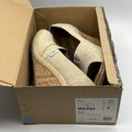 Toms  Shoes Women's Sz 9 Beige Twill Classic Wedge Cork Heel Peep‎ Heel Slip On Photo 9