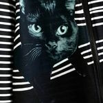 Striped Kitty Cat Zip Up Hoodie Black Size L Photo 2