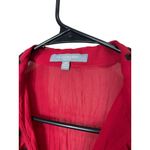 Ny Collection  Petite Blouse Red Black Ruffle Sheer‎ Button Down size S Photo 7
