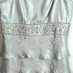 David's Bridal Elegant Silver Tiered Ruffle Cocktail Dress 14 Mother of Bride Photo 2