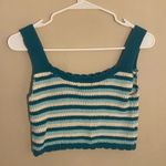 Wild Fable Crochet Blue Striped Crop Top Photo 2