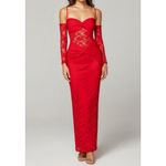 Nookie Lene Lace Maxi Dress W/ Gloves, Red, Small Photo 2