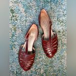Vintage Connie brown leather open top strap flats, size 8 made in Brazil Photo 1