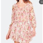 Love Shack Fancy  Popover Floral Silk Mini Dress Size Small Pink Long Sleeve Photo 2