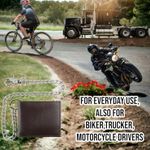 CLASSIC RFID Blocking Mens bi-fold Style Cowhide Leather Steel Chain wallet,USA,texas kenya Brown Photo 4