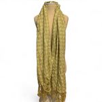 Women's Green Geometric Scarf with Fringe Fall Accessory Photo 1