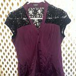 EXPRESS Maroon Burgundy Black Lace goth Top Career Work Blouse size XS Photo 3