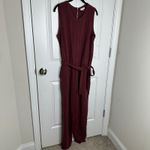 Garnet Hill  burgundy‎ red sleeveless knit jumpsuit size large casual autumn Photo 1