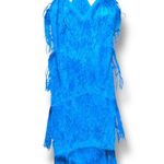 ASOS  Blue Fringe Lace Midi Dress US 4 / UK 8 Strappy Cross Back Festival Party Photo 2