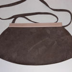 JACQUES VERT OF ITALY TAUPE SUEDE SHOULDER BAG PINK LEATHER TRIM SUEDE STRAP Brown Photo 0
