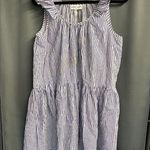 Apiece Apart  Mini Dress Womens Medium 100% Cotton Blue Striped Verder Ruffle B71 Photo 0