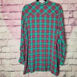KAVU  PINK GREEN PLAID CHECK HI LOW POPOVER TUNIC LONG LINE BLOUSE XL Photo 1