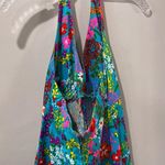 Vintage 70s Floral Halter Maxi Dress Size XXS Psychedelic Flower Power Funky Blue Photo 1