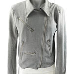 Olivaceous Women's Gray Faux Suede Collar Asymmetric Zip Up Moto Coat Jacket M Photo 0