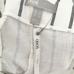 ASOS NWT Linen Blend Women’s Striped Tie Waist Culottes Pants White Black 8 Tall Photo 5