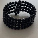 Vintage Faceted Black Gold 3 Beaded Strand Bracelet Unbranded Luxury Sz 7” Photo 1