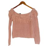 NWT LULUS Sew Prepared Dusty Rose Fringe Knit Off the Photo 8